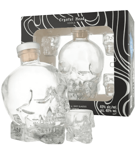 Crystal Head Vodka + 4 shot glazen